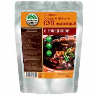 Суп фасолевый с говядиной упаковка 324x324 - Готовое блюдо Суп фасолевый с говядиной 300 г Реторт-пакет (Кронидов)